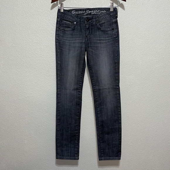 GUESS Premium Woman Black Metallic Venice Stretch Jean Size 24 - Picture 1 of 12